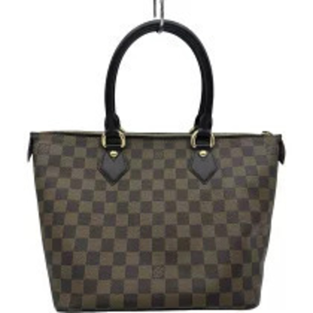 Louis Vuitton Saleya Damier Top Handle Bag Canvas Leather Brown
